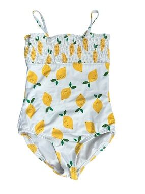 Hanna Andersson White Lemon Print One-Piece Swimsuit - Yellow & Green
